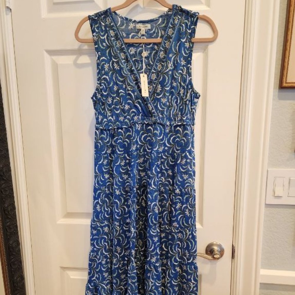 MAX STUDIO BLUE PRINT FLORAL MAXI DRESS NEW WITH TAGS MEDIUM